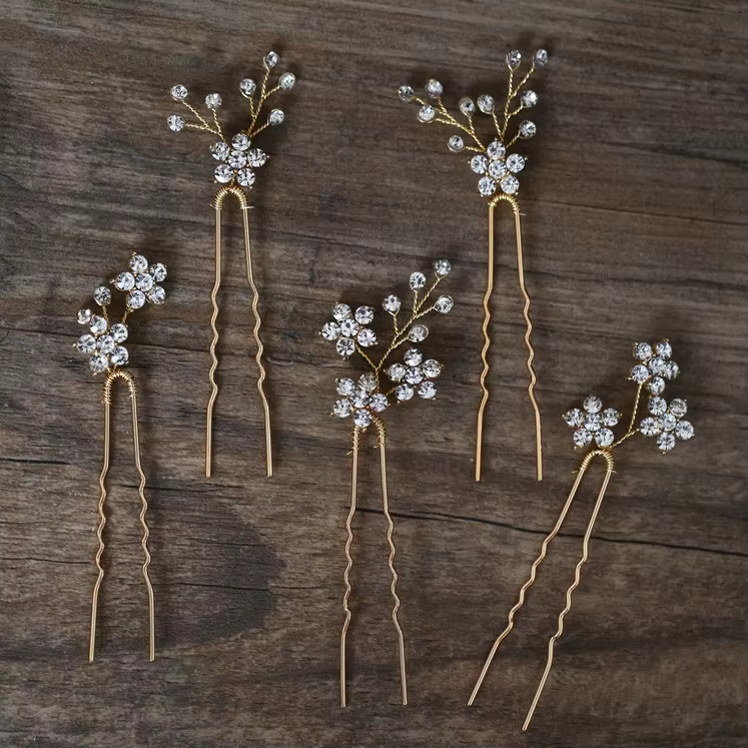 Jonnafe Shine strass fleur mariage épingles à cheveux ensemble or argent couleur mariée cheveux bijo