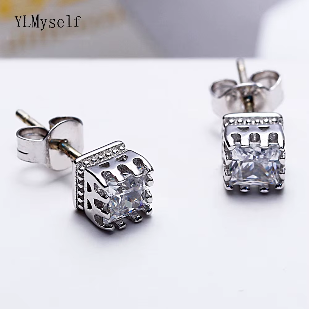 YLMyself – boucles d'oreilles carrées en argent 925, 5x5mm, zircone cubique, bijoux en cristal blanc