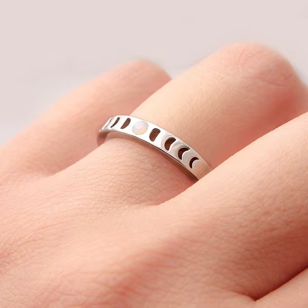 Bagues Vintage en Phase de lune, anneau empilable délicat pour femmes, bijoux cadeau