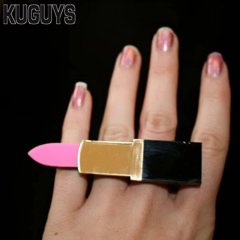 Kugars – grand anneau rouge à lèvres pour femmes, bijoux en acrylique, Hyperbole hip hop, à la mode