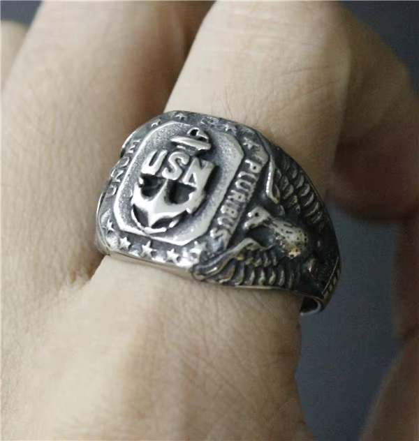 Bague de motard en acier inoxydable 316L pour homme et femme, anneau d'ancre d'aigle, taille 7-13, m