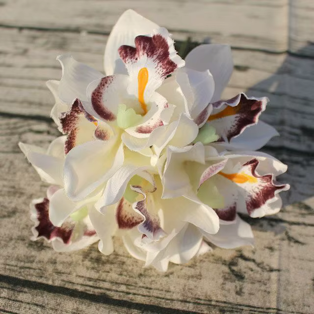 7 têtes décoration de mariage orchidée fleur artificielle décorative soie voilet bouquet de mariée a