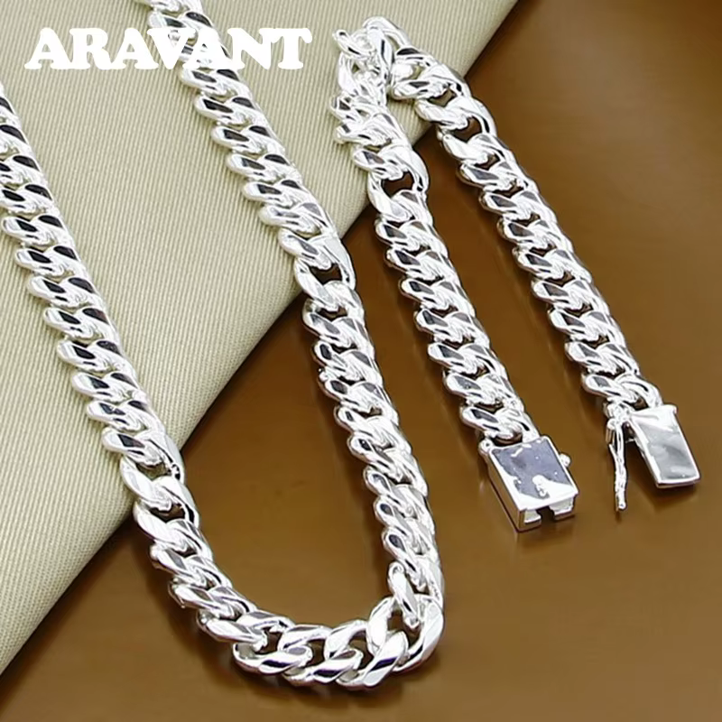 Aravant-Ensembles de bijoux en argent 925 pour hommes et femmes, colliers latéraux, bracelets de la 