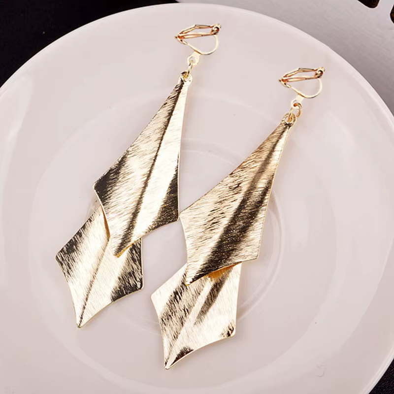JIOFREE mode coréenne boucles d'oreilles en gros bijoux longue pince sur boucles d'oreilles sans Pie