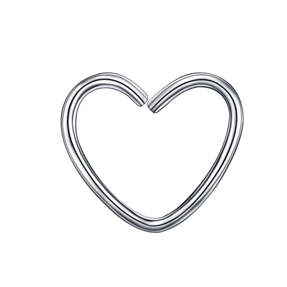 1PC bijoux de corps en acier Daith coeur Cartilage Tragus Piercing cerceau lèvre sourcil nez anneaux