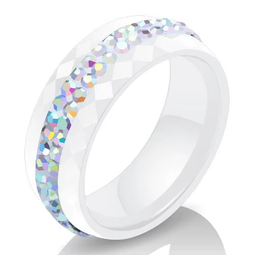 Bagues de fiançailles/mariage pour femmes, vente en gros, cristal AB, céramique noire et blanche, bi