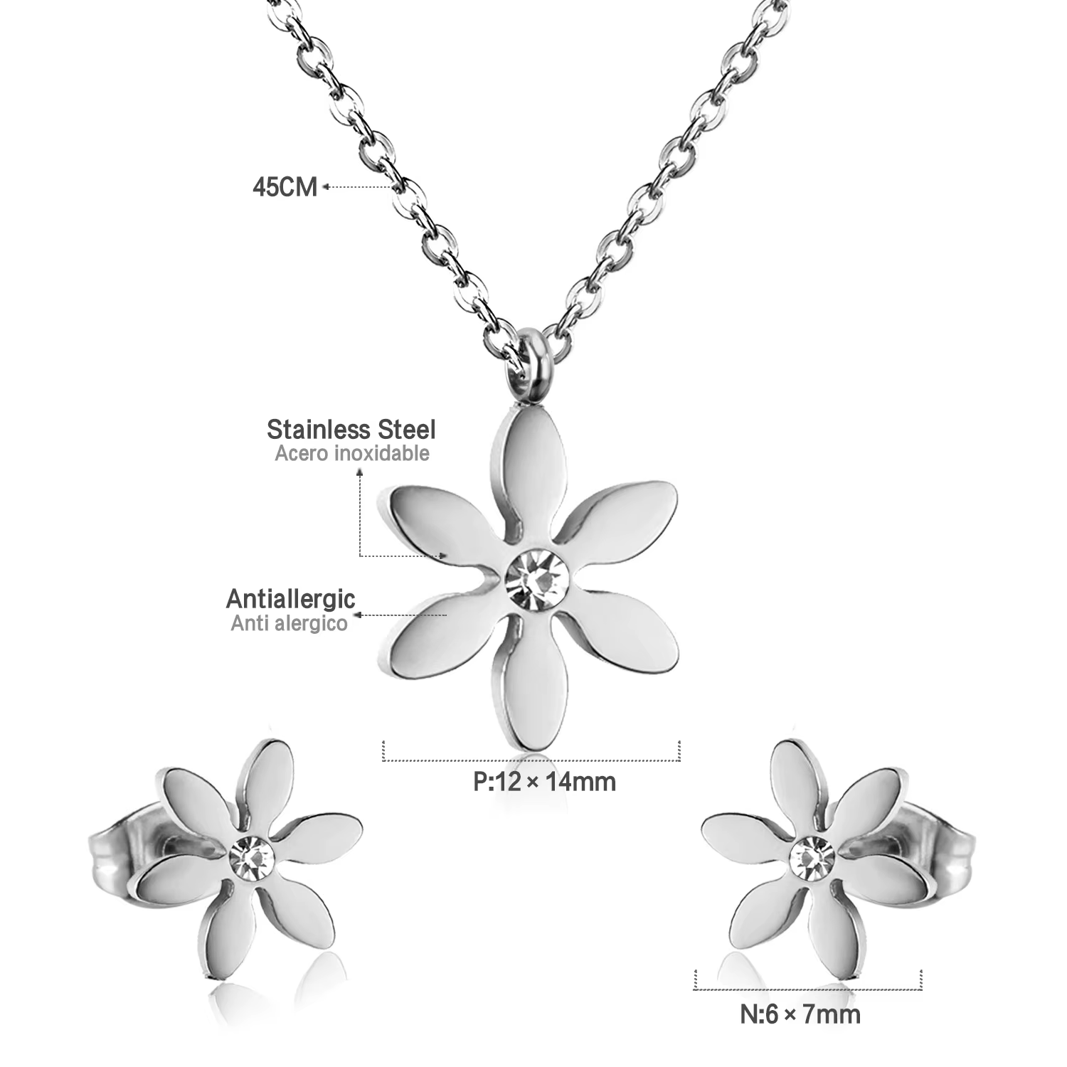 Ensemble de bijoux en acier inoxydable pour femmes, pendentif croix, boucles d'oreilles, couleur or,