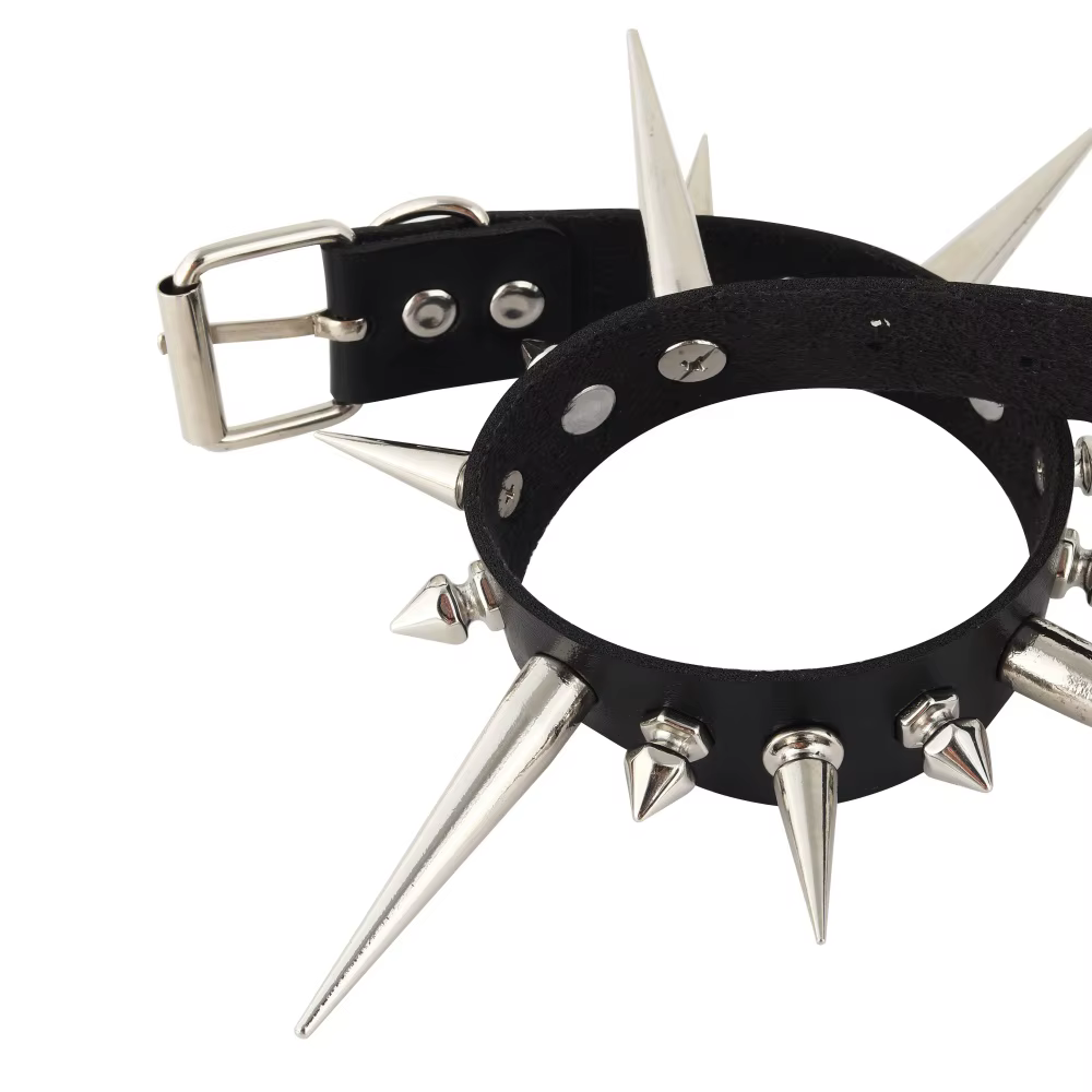 Collier ras du cou Punk en Faux cuir pour femmes et hommes, longs Rivets cloutés, Style gothique, ac