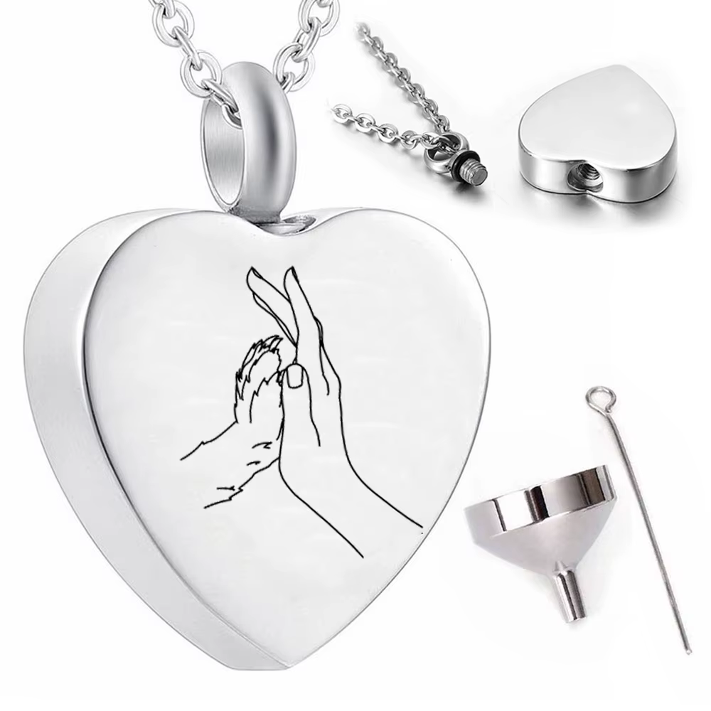 Bijoux de crémation pendentif coeur collier propriétaire et motif animal de compagnie souvenir cendr