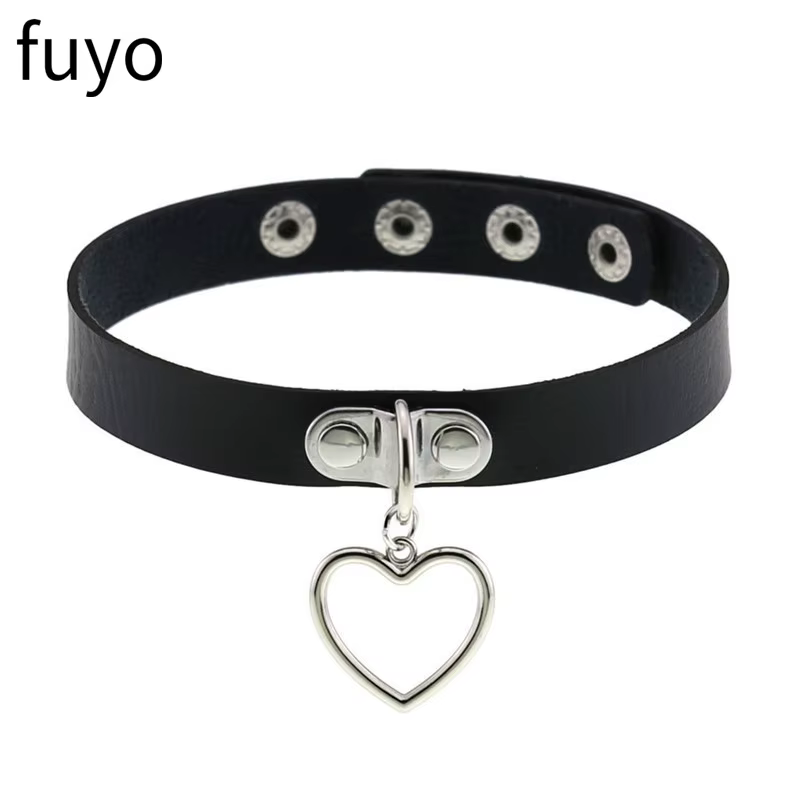 Croix noire gothique Punk Pu cuir colliers ras du cou collier Rock bijoux pour femmes homme