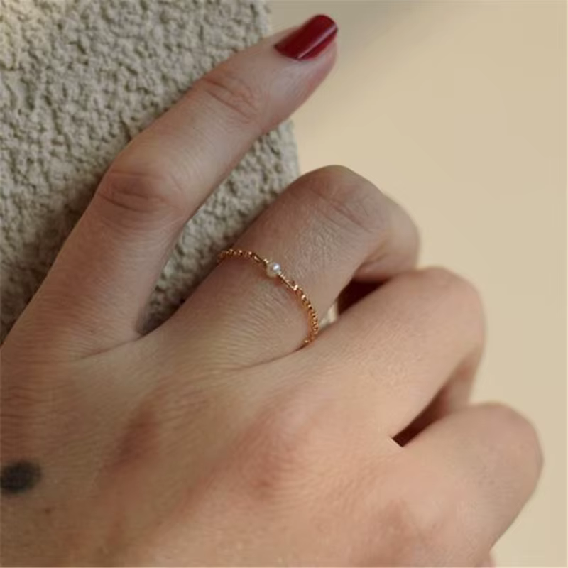Bagues d'Li-remplies d'or 14 carats pour femmes, mini matiques de perles, bijoux remplis d'or, minim