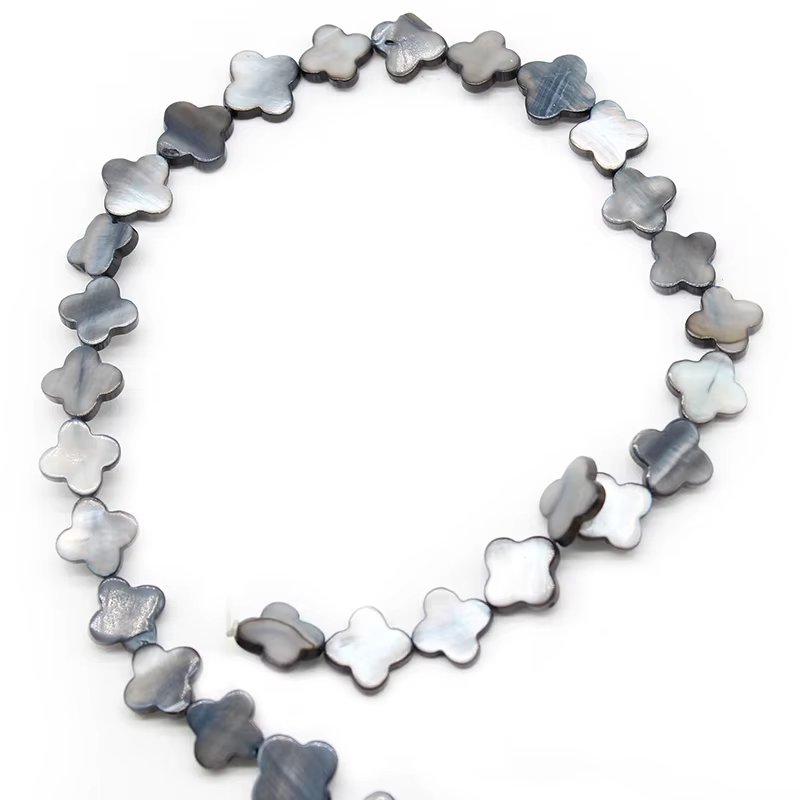 Pendentif de perles en nacre naturelle, en forme de fleur, trèfle à quatre feuilles, porte-bonheur, 