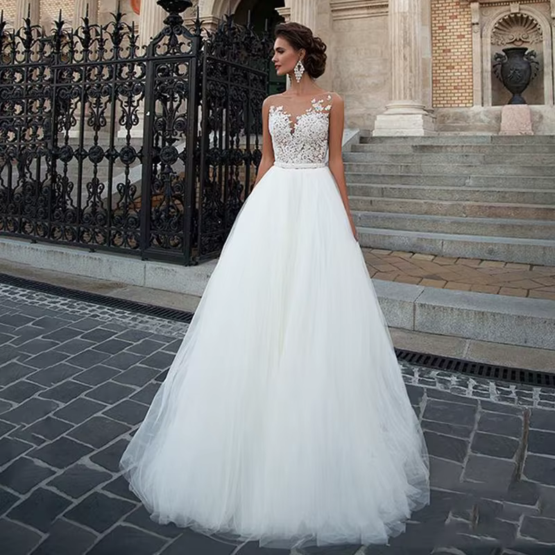 SoDigne – robe de mariée style Boho, en Tulle, avec des appliques en dentelle, robe de mariée de pla