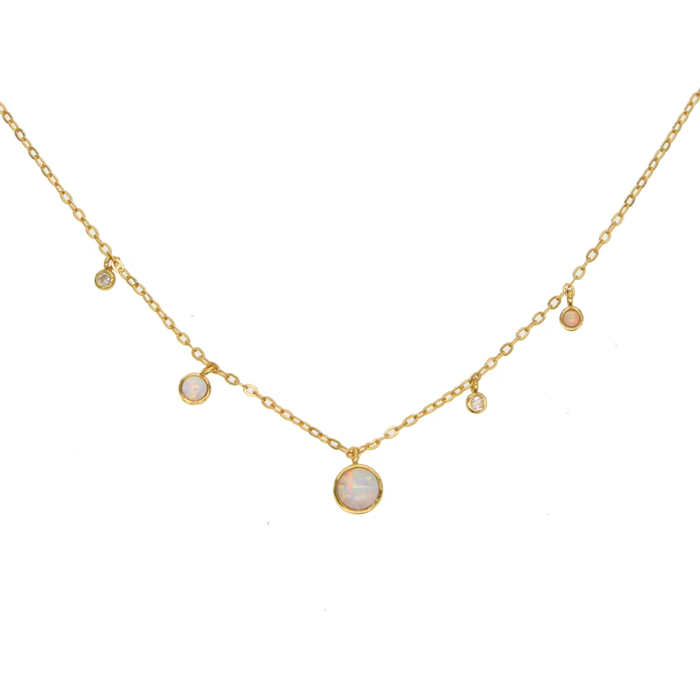 Véritable 925 argent pierres de lune cz station bijoux chaîne femmes élégantes superbe belle opale b