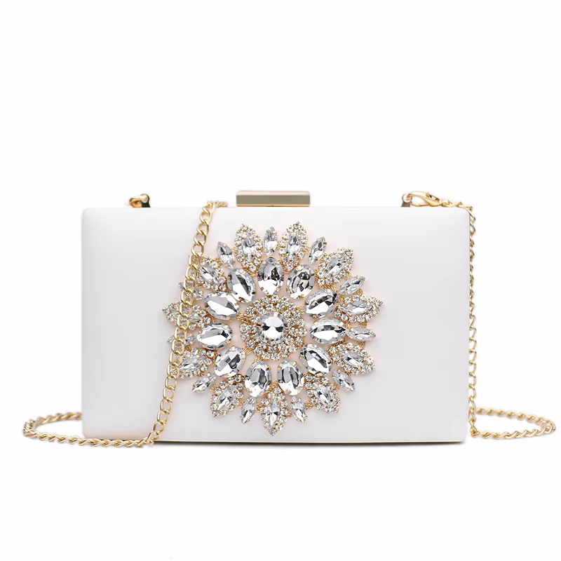 Pochette blanche pour femmes, pochette de mariage, sac à main de soirée de mariée, sacs d'été en cri