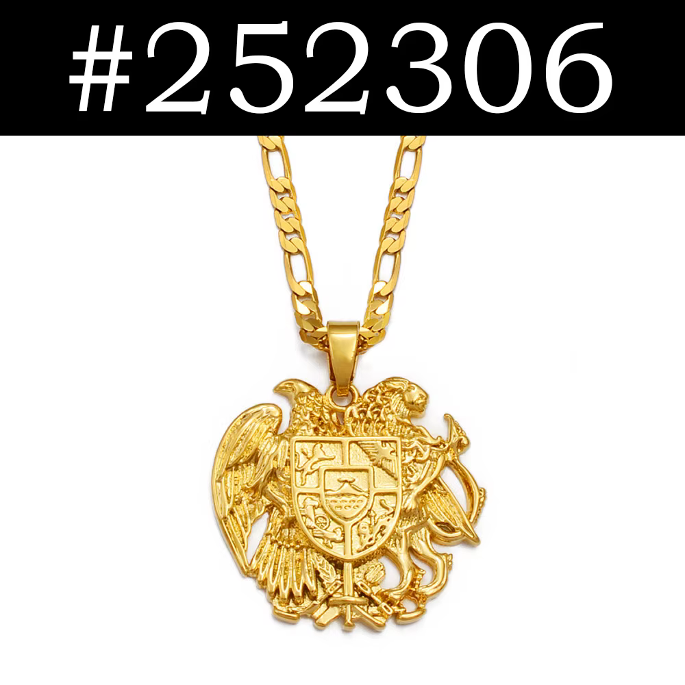 Élimine les colliers pendentif aigle pour hommes et femmes, armoiries arméniennes, document en or et