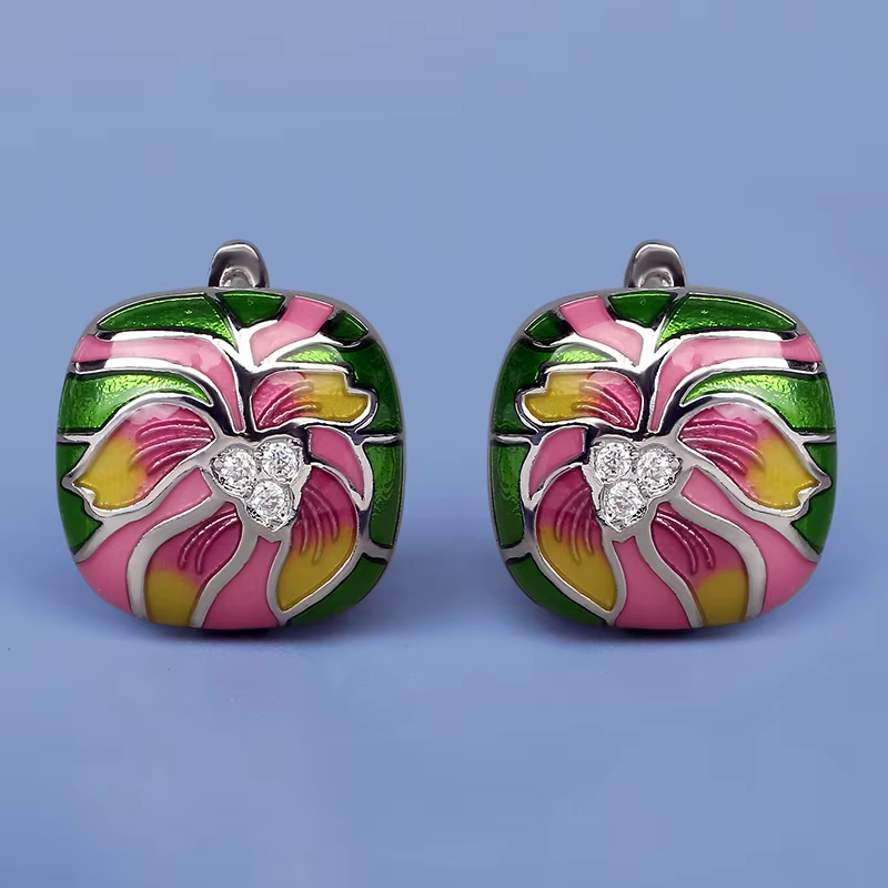 Boucles d'oreilles en époxy à fleurs colorées pour femmes, Style ethnique, bijoux de fête exquis en 