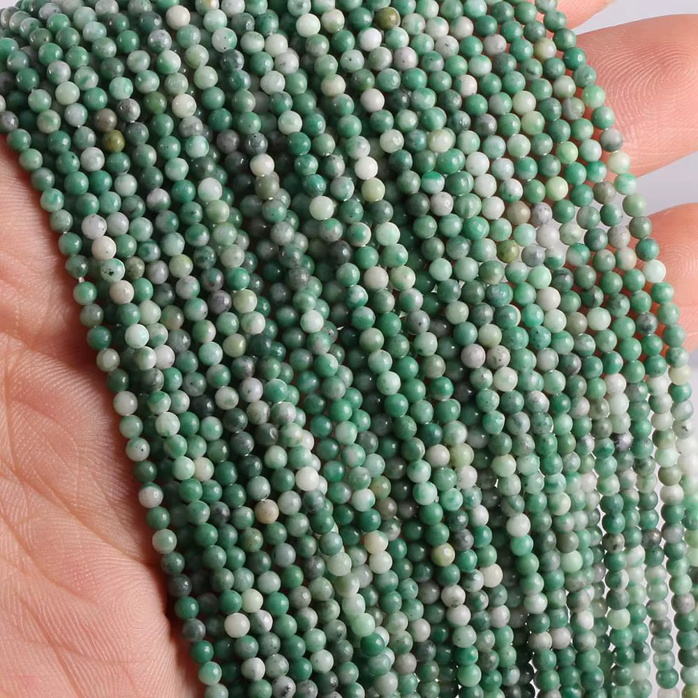 Perles en Pierre de Jades Vertes Naturelles pour Bijoux, Accessoires de 2mm et 3mm, DIY, Vente en Gr