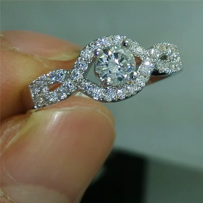 Bague en diamant de laboratoire rond en or 10 carats pour femme, matiques de fiançailles et de maria