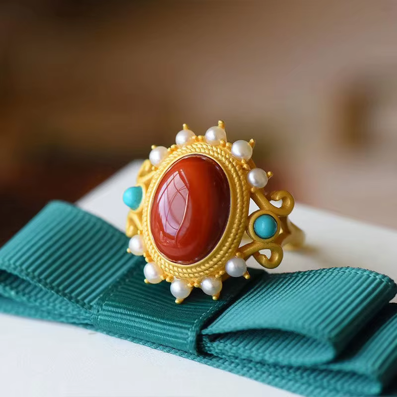 Collier pendentif perle incrustée d'agate rouge du sud naturelle, argent 925, charme de luxe littéra