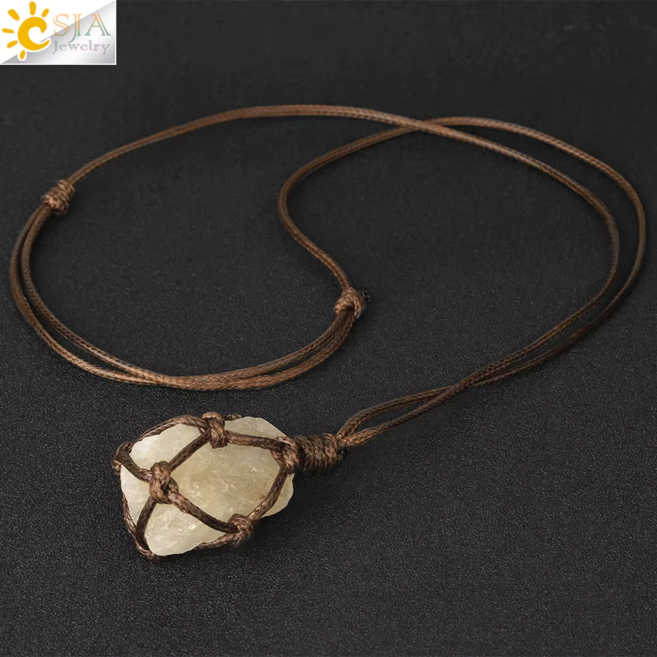 CSJA cristaux de guérison collier pierre gemme pierre naturelle pendentif corde collier pour femmes 