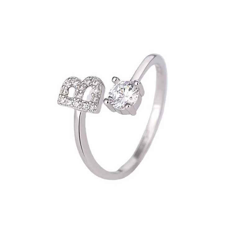 Buyee – bague Alphabet anglais en argent Sterling 925 pour femmes, anneau en Zircon blanc clair, cer