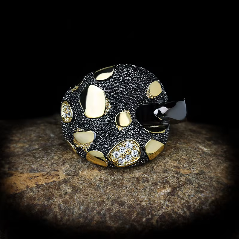 Bague creuse en or noir dominateur pour femmes, escales haut de gamme, fête des travailleurs, bijoux