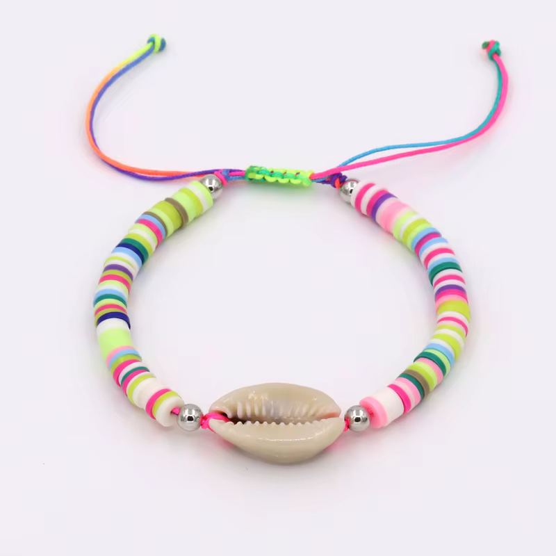 Bracelets pour femme Boho bijoux faits à la main perles d'argile polymère colorées coquille naturell