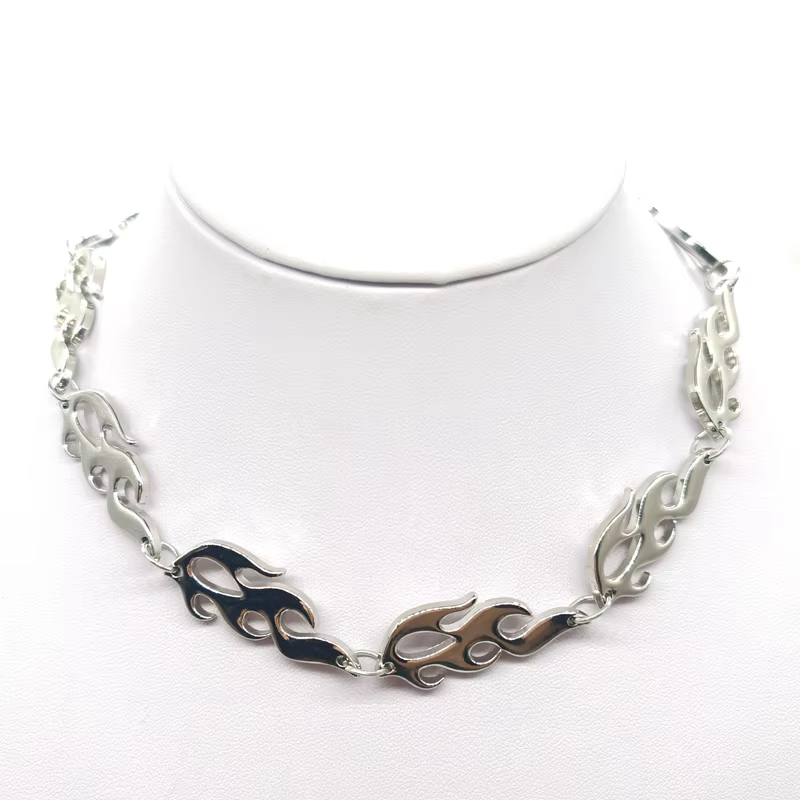 Collier ras du cou en fer doré flamme de feu pour femme, fil de fer barbelé unisexe, streetwear hip-
