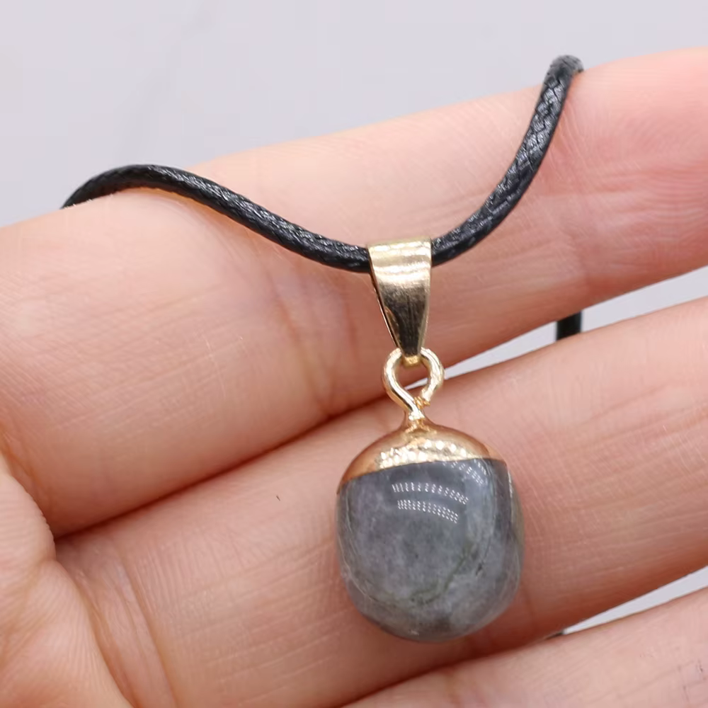 Pendentif en pierre Semi-précieuse naturelle, petit bijou en forme de haricot, cristal rose, breloqu