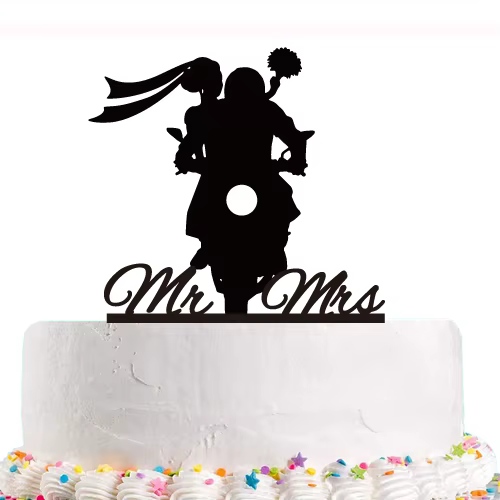 Décoration de gâteau de mariage pour Couple de moto, décoration d'anniversaire pour marié et mariée,