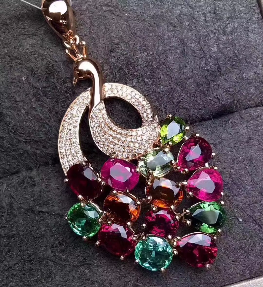 Foydjew magnifique Simulation goutte d'eau arc-en-ciel Tourmaline pierres précieuses pendentif colli