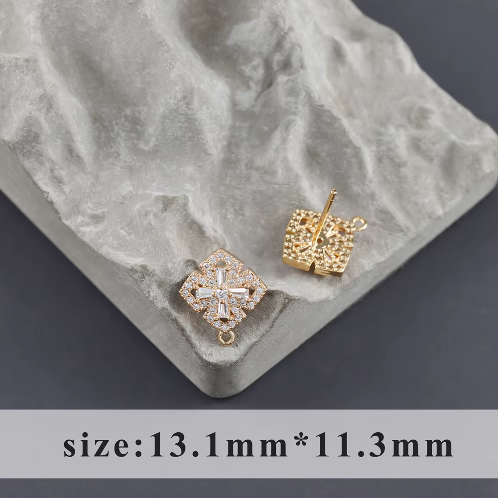 YEGUI M1120, accessoires de bijoux, plaqué or 18 carats, métal cuivré, zircons, forme de fleur, brel
