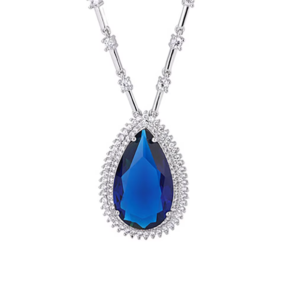 Paraiba-Collier Pendentif Tourmaline Saphir pour Femme, Diamant de Laboratoire, Pierre Précieuse, Bi