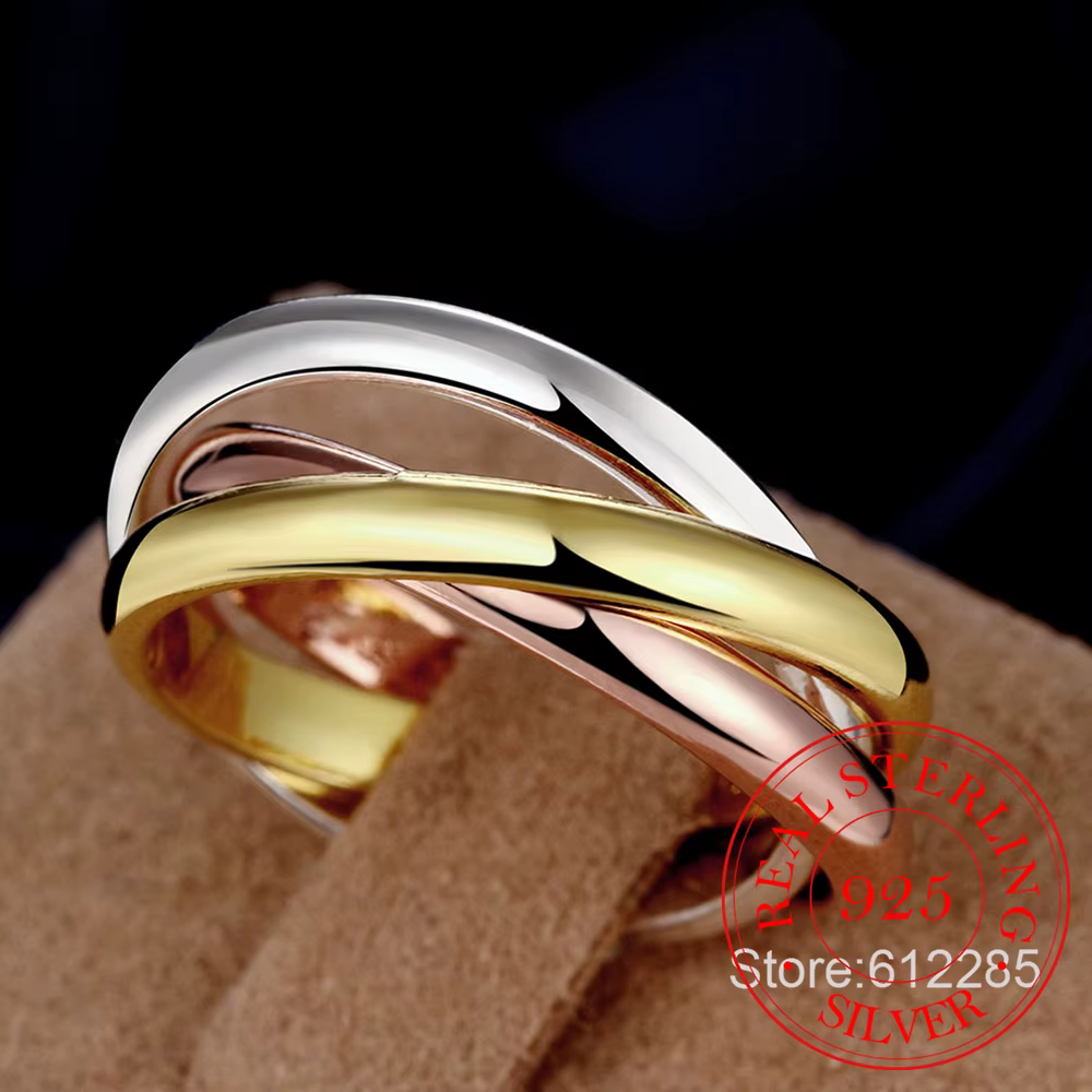 Meilleur cadeau! Bague en argent Sterling 925, bijoux de fiançailles pour amoureux, cercles à trois 