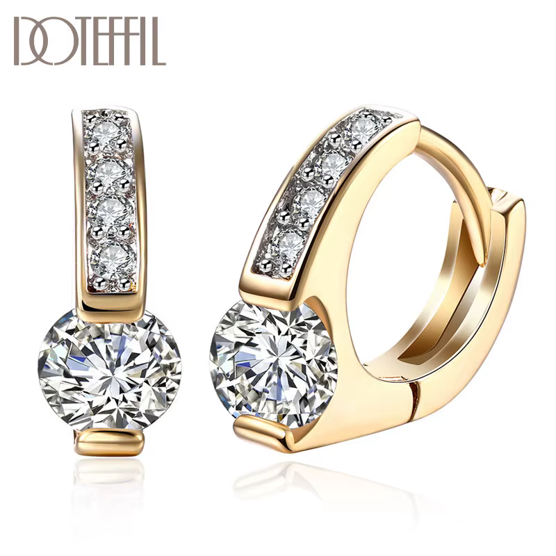 DOTEFFIL – boucles d'oreilles en argent Sterling 925 pour femme, bijoux en or 18K, Zircon AAA, diama