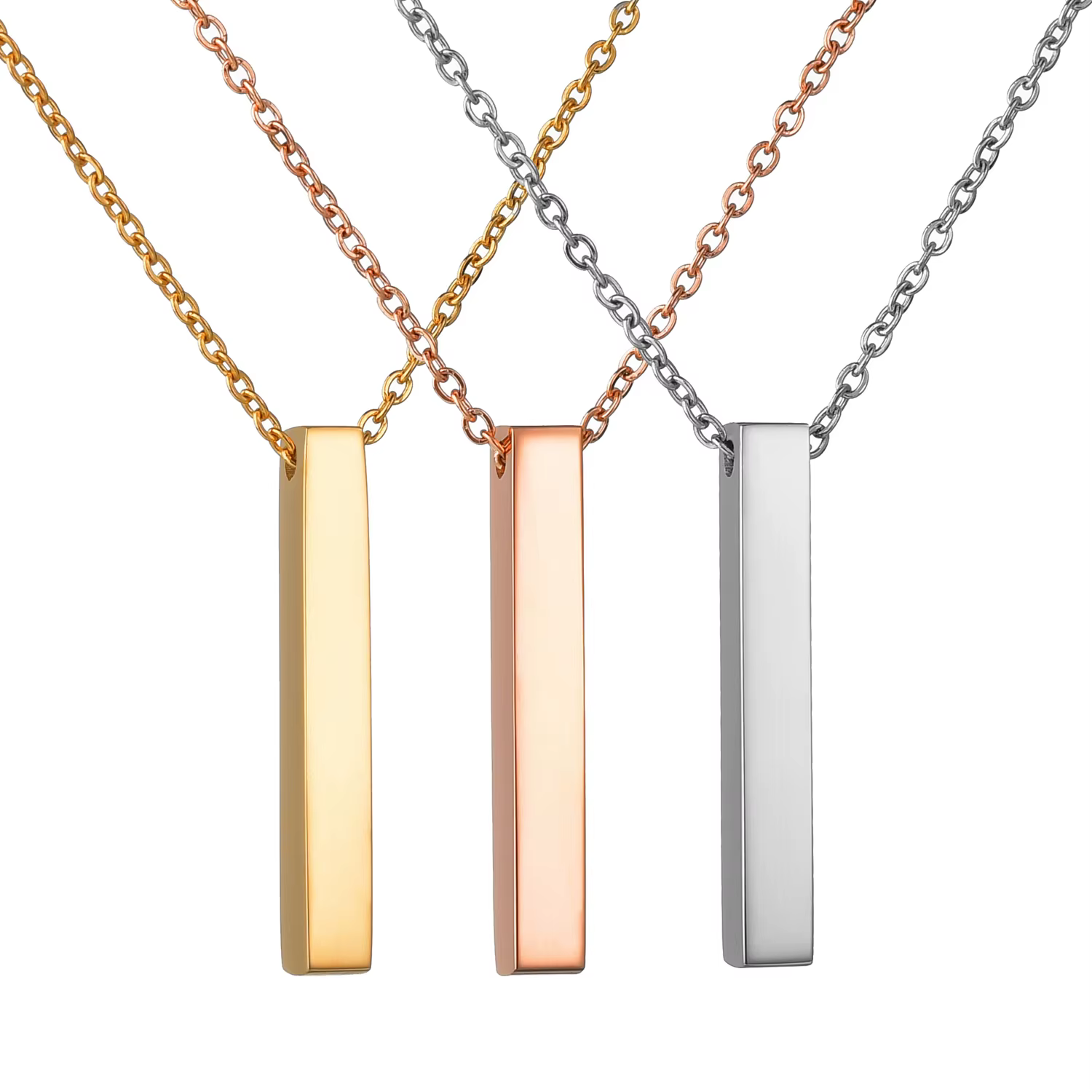 Atoztide personnalisé quatre côtés gravure carré pendentif colliers en acier inoxydable gravé nom Da