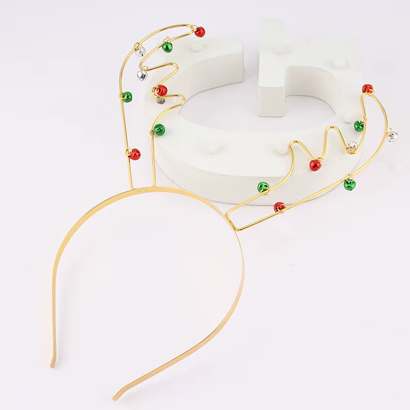 Cerceau à cheveux en métal pour femme, ornement de cloche, bande de sauna, décor de coiffure, bois d
