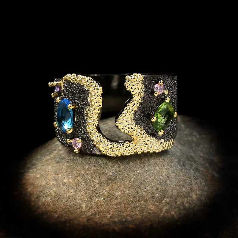 Bijoux Incrustés de Marijuana Faits à la Main, Style Romantique Rétro poumons Français, Argent 925, 