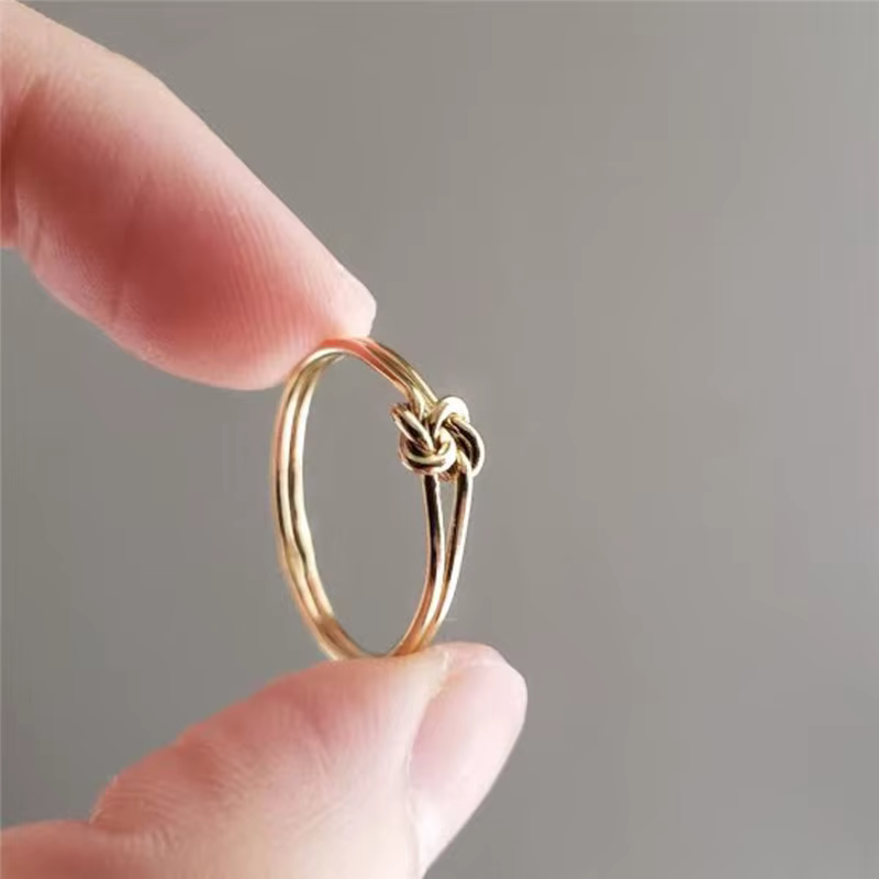 Anneau d'Li-rempli d'or de noeud pour des femmes, bijoux de Bohème, MinimstartStacking, 14K