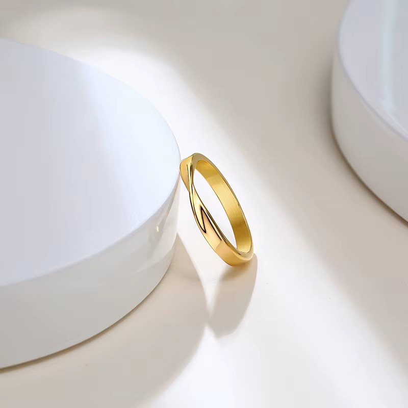Bagues de Style Mobius pour femmes, bijoux de doigt couleur or minimaliste en acier inoxydable, cade