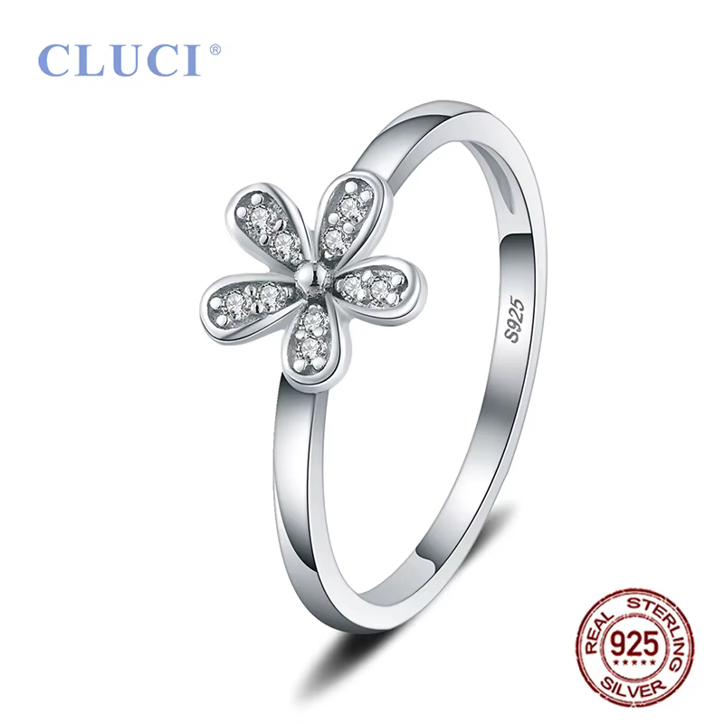 CLUCI – bague classique en argent Sterling 925 pour femmes, bijoux de fête, fleur, tendance, DR1011S