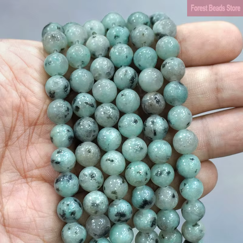Perles Rondes en Pierre de Sésame Naturelle, Accessoires pour Bijoux de Direction, 4, 6, 8, 10, 12mm