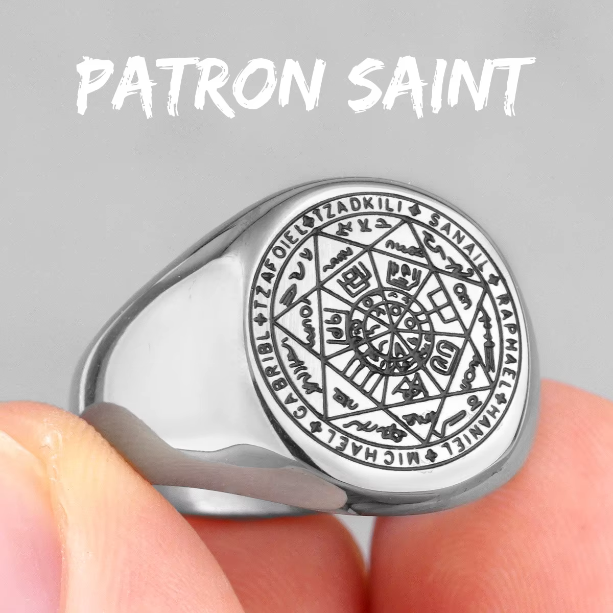 Bagues en acier inoxydable pour hommes, amulette Constellation Patron, étoile de David, bijoux pour 