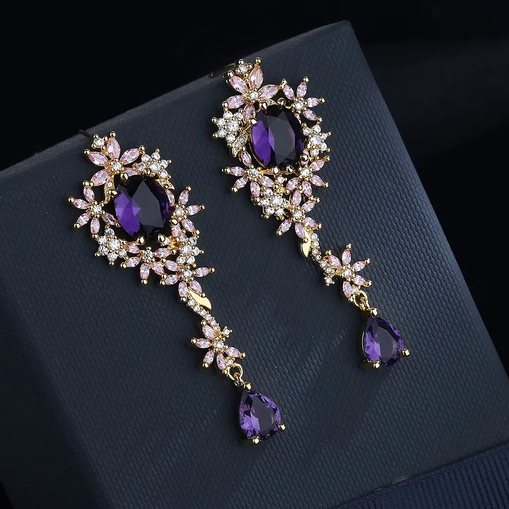 Boucles d'oreilles rétro en argent 925 avec pierres précieuses multicolores pour femmes, bijoux asso