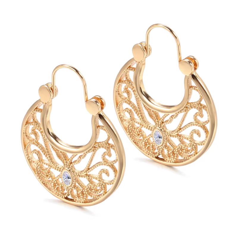 Nouveau bijoux de mariée ethnique, boucles d'oreilles en tissage creux Vintage plaqué or Boho pour f
