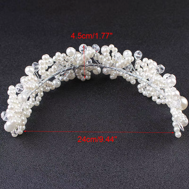 Bandeau de mariage en cristal blanc pour mariée, serre-tête en perles fait à la main, bijoux de tête