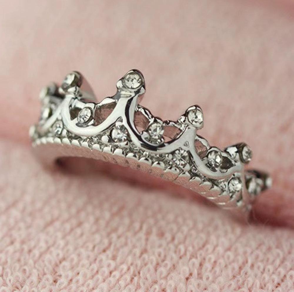 Bague couronne de couleur argent de la reine pour femmes, Bijoux de marque Punk en cristal, bagues d