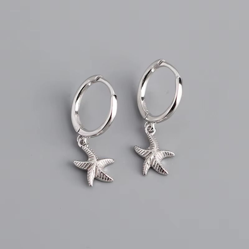 ANENJERY-Boucle d'oreille créole étoile pour femme, bijoux d'oreille en argent, document Ins, étoile