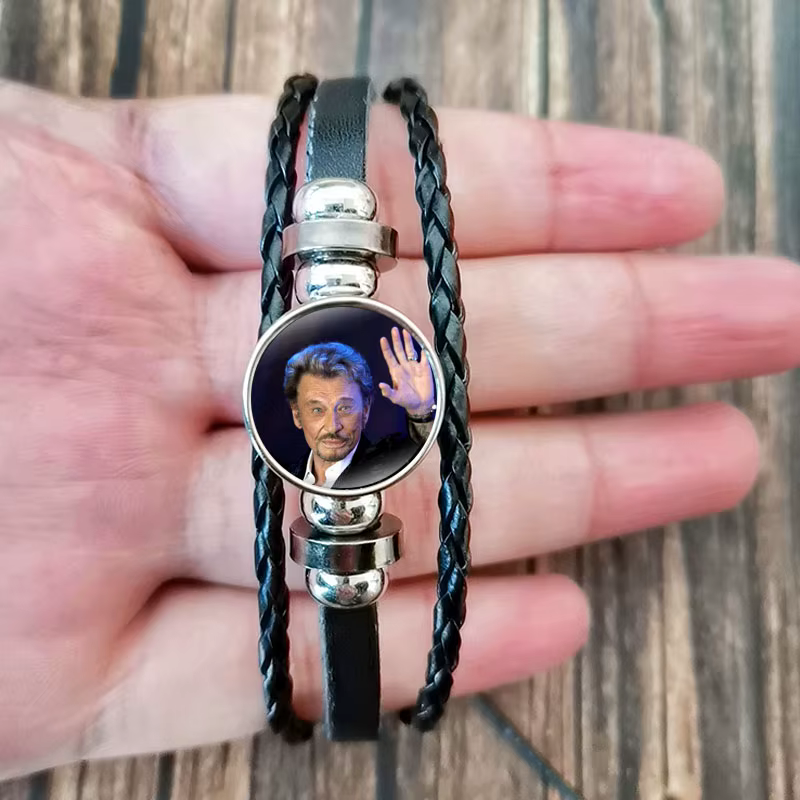 Bracelet classique Johnny Hallyday pour hommes, Photo personnalisée, Punk, à la mode, breloque, bijo